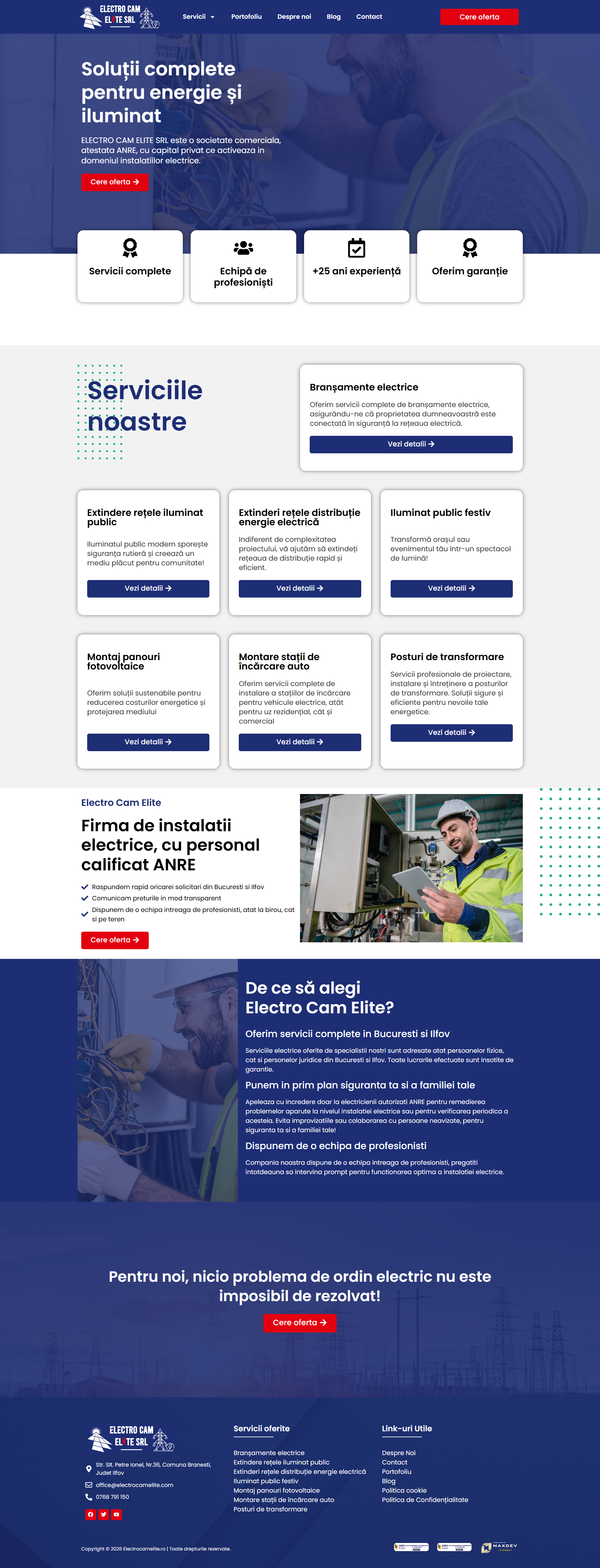 Site de prezentare electrocamelite.ro, pentru servicii de instalații electrice