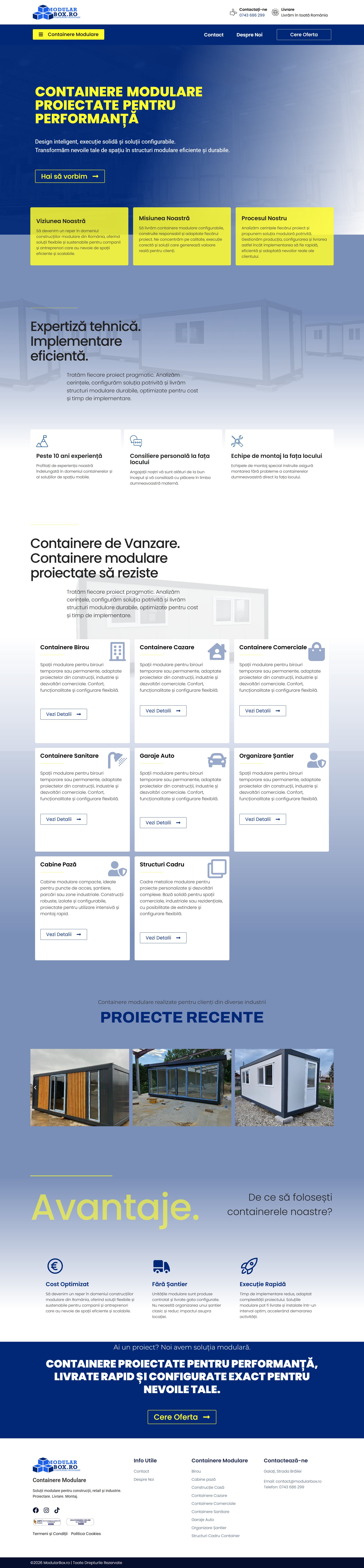 Site de prezentare modularbox.ro, pentru containere modulare