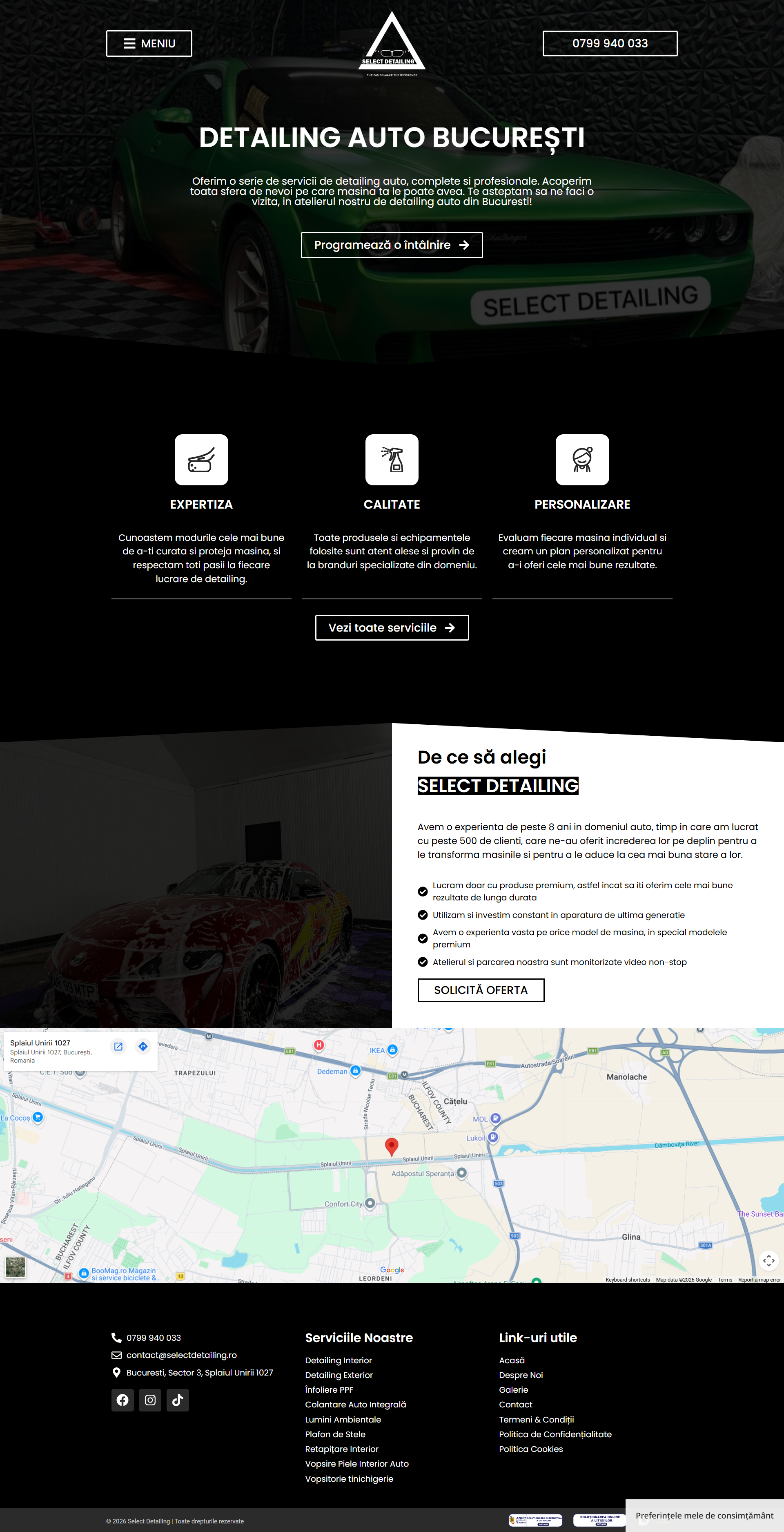Site de prezentare selectdetailing.ro, pentru un atelier de detailing auto