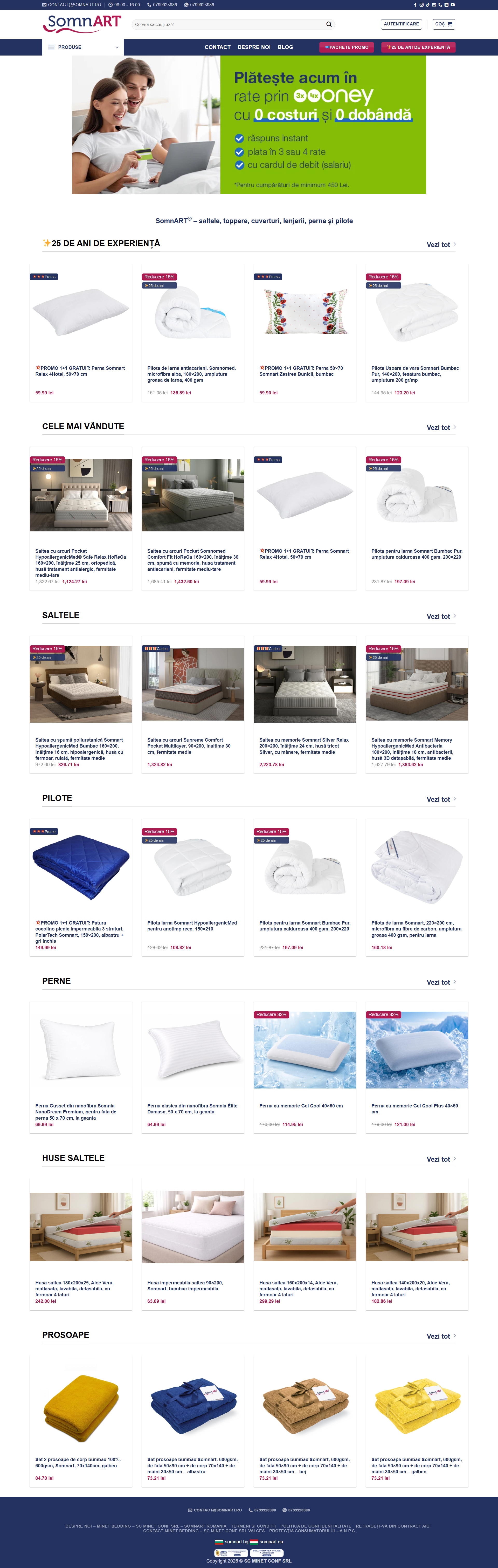 Magazin WooCommerce somnart.ro, saltele și lenjerii de pat