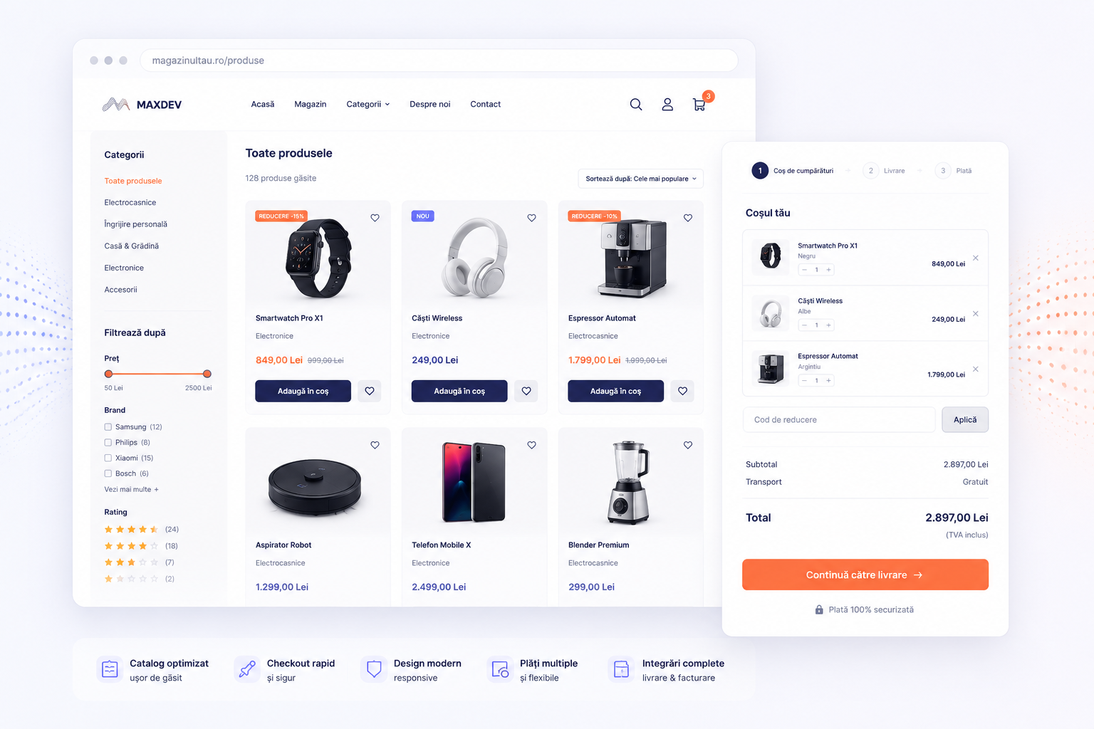 Catalog de produse și checkout pentru un magazin online
