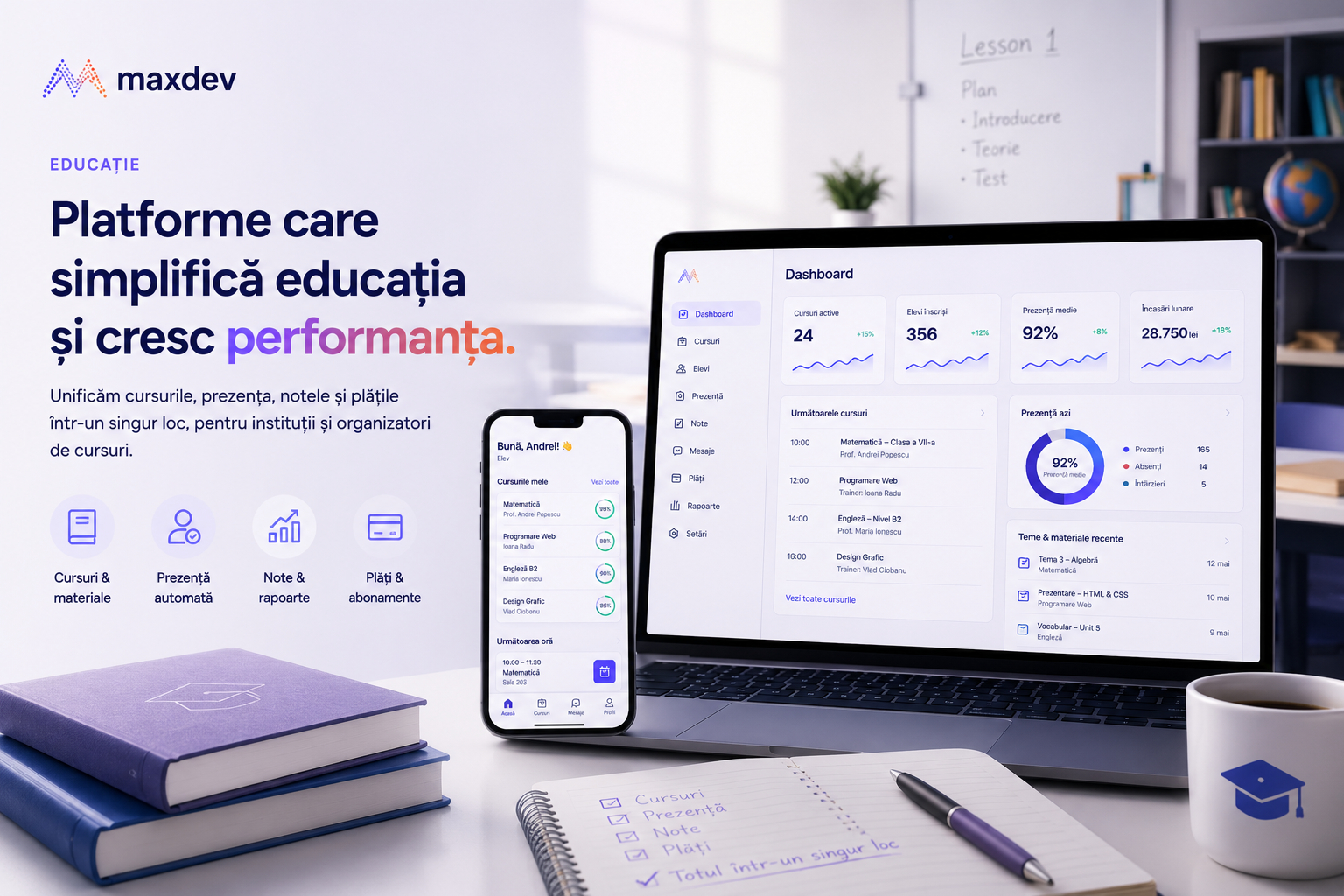 Platformă de administrare pentru o instituție de educație
