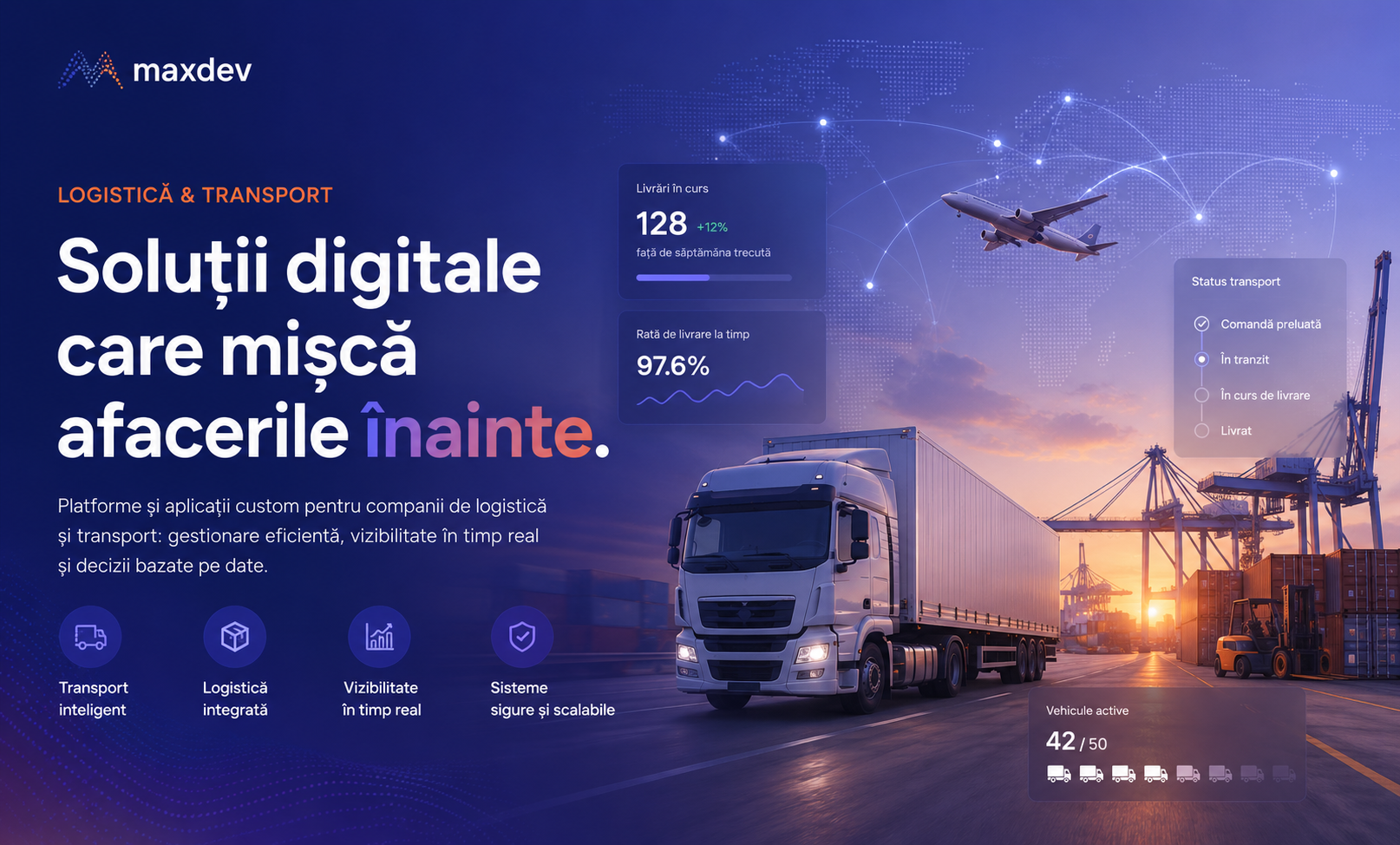 Panou de management pentru logistică și transport