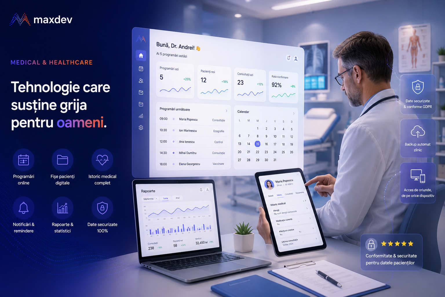 Platformă de programări pentru un cabinet medical