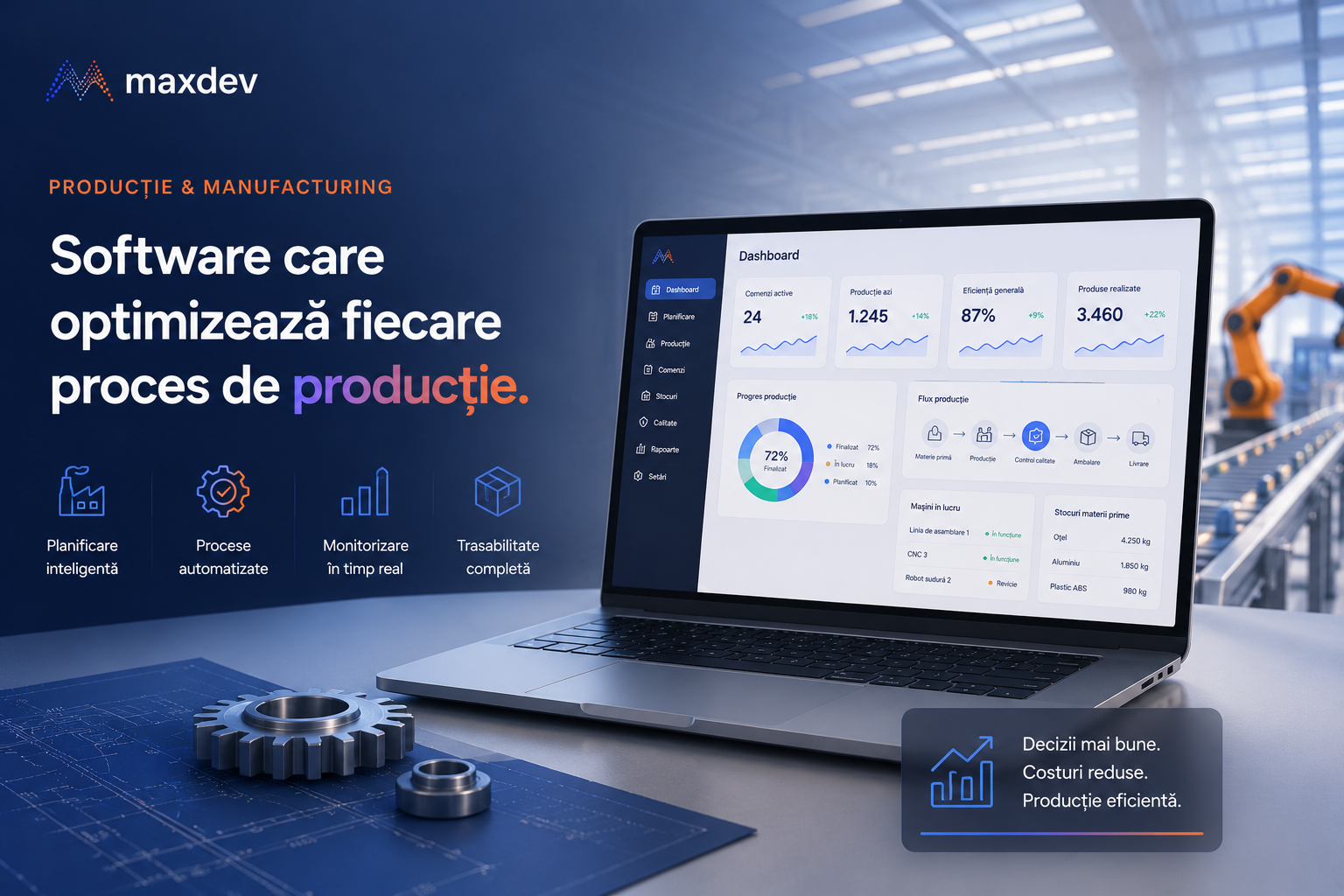 Panou de urmărire a producției pentru manufacturing