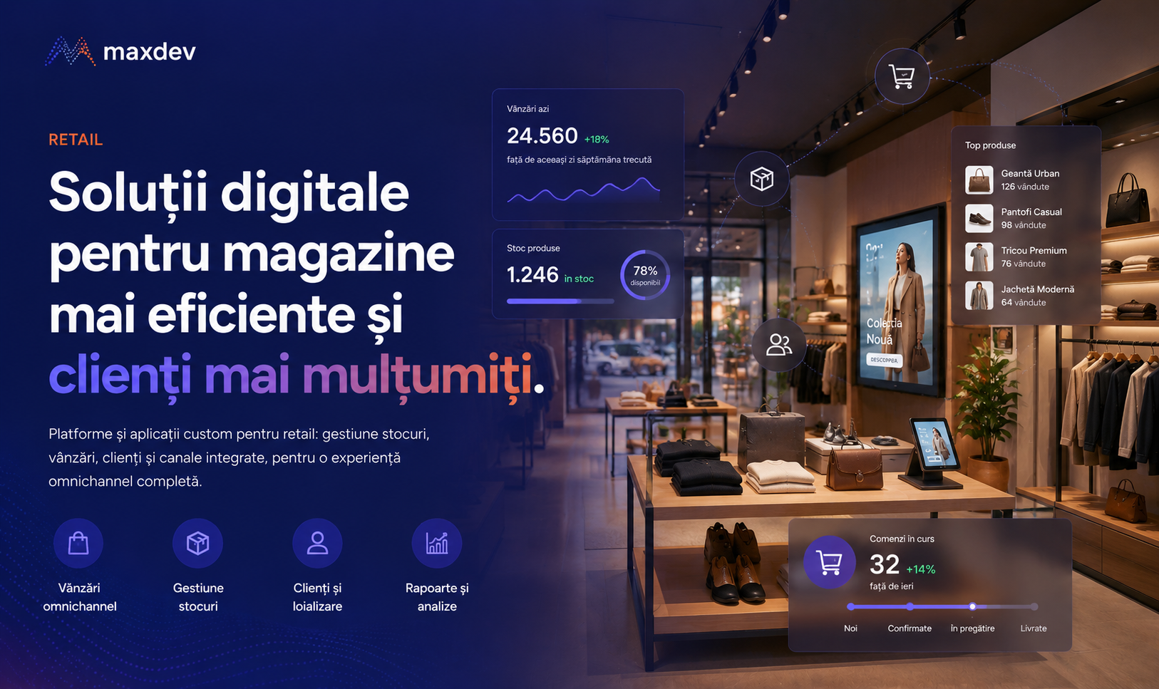 Panou de management pentru un business de retail